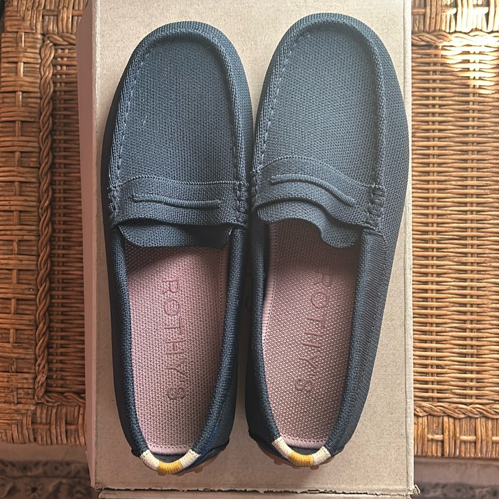 Rothy’s The Driver in Navy pre owned driver shoe with original box